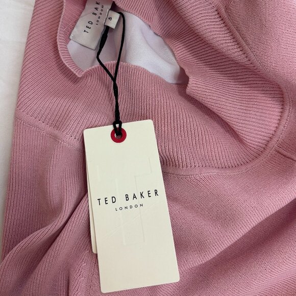 NWT Ted Baker Women's Popilia Mock Neck Knit Pink/White Sweater,TB 5, Disclaimer - Picture 6 of 13